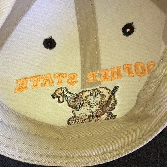 🏒  Minnesota GOPHER STATE BASEBALL CAP khaki & black  Velcro Back NWOT - Picture 5 of 16